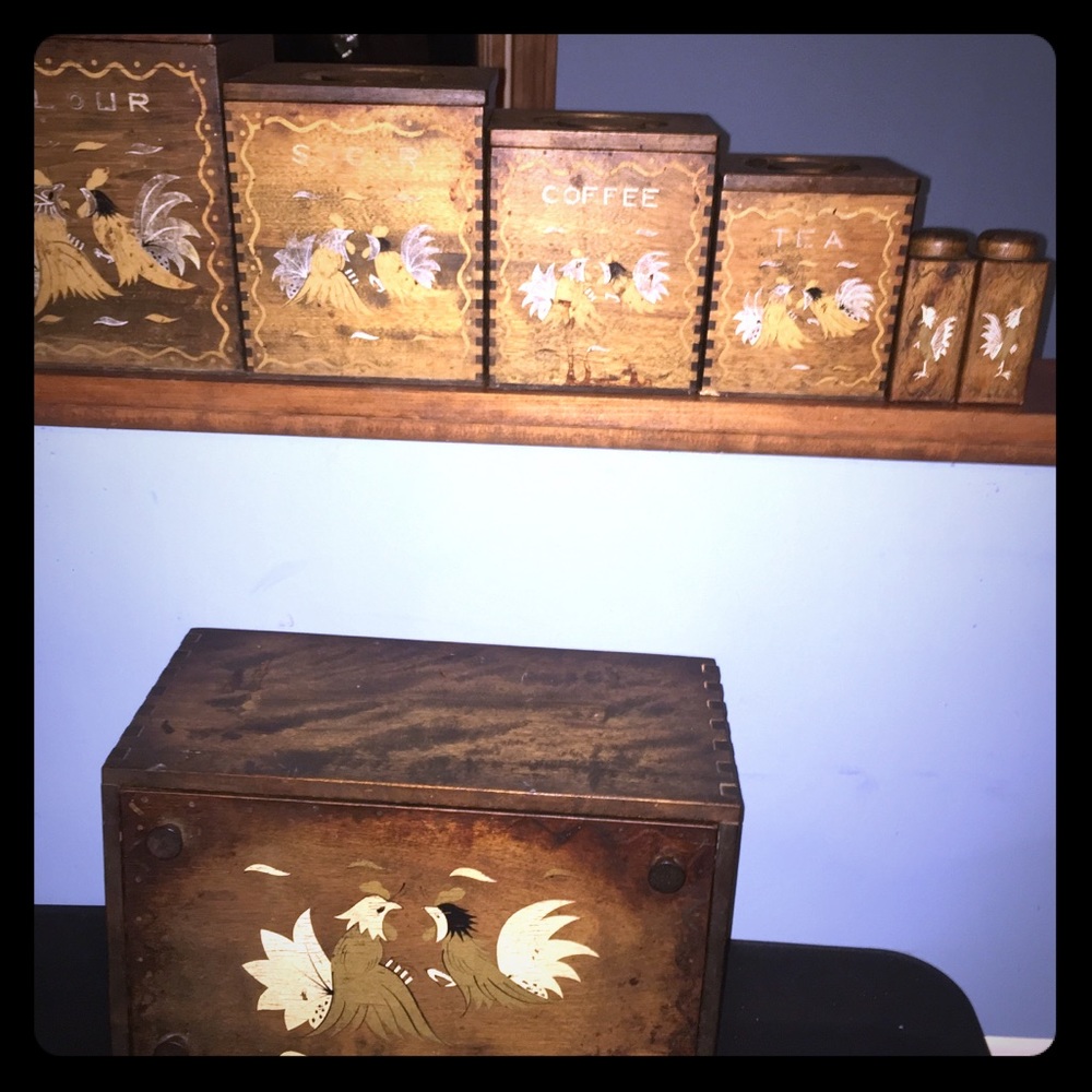 Vintage kitchen counter essentials containers set